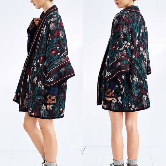 Urban Outfitters Sweaters - UO Patterned Floral Kimono Cardigan